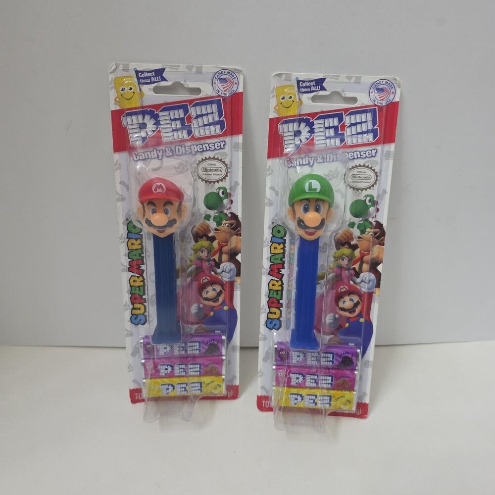 Lot Of 2-Pez Super Mario & Luigi Candy & Dispenser Collection Nintendo